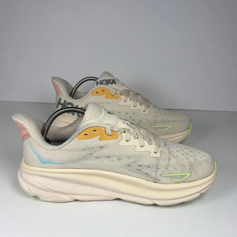 HOKA Clifton 9 Wide Womens Size 8B Vanilla Astral Running Shoes 1132211-VLS